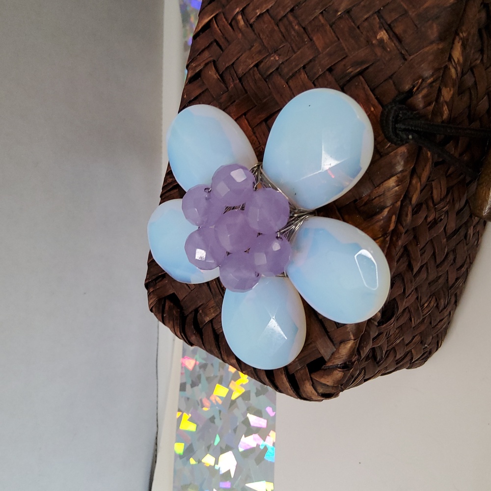 Handcrafted five stone flower brooch